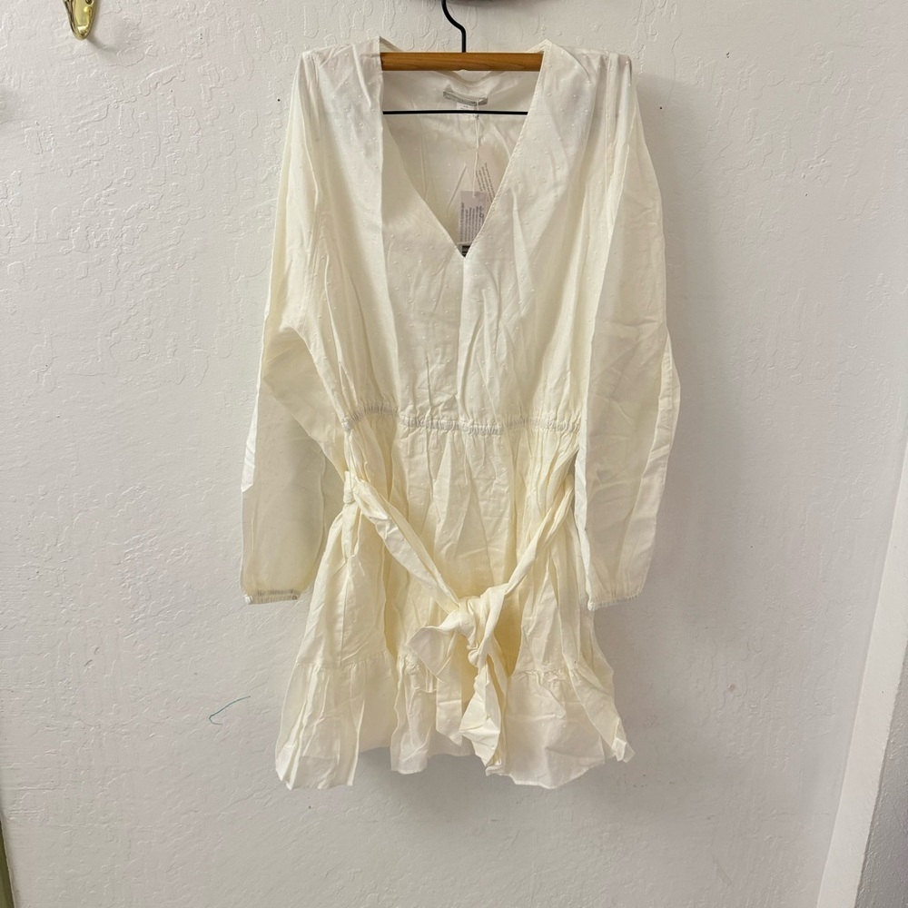 Outerknown Lulu Dress Butter Cream Swiss Dot Size Large - Picture 10 of 10